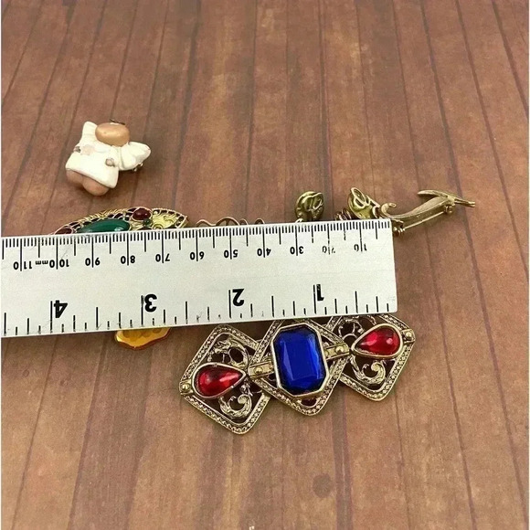 VTG Lot of 9 Brooch Pin Assorted Initial Silver Gold Tone - Picture 9 of 10